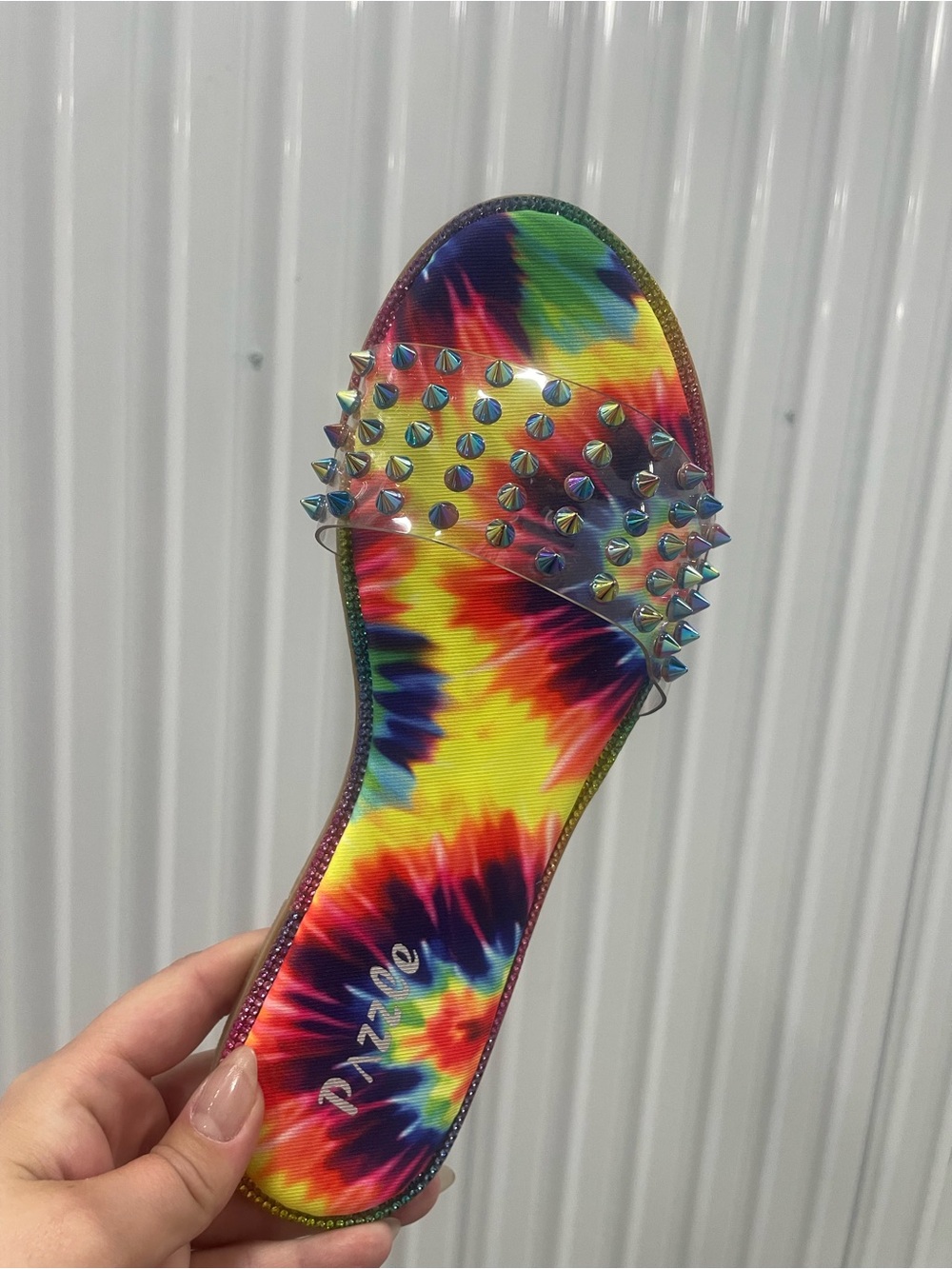 Tie-Dye Studded Slide Sandals - Women